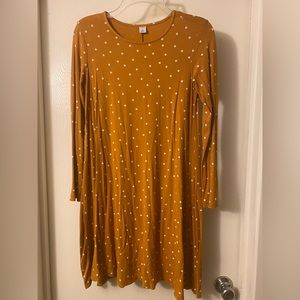 Mustard yellow and white polka dot dress